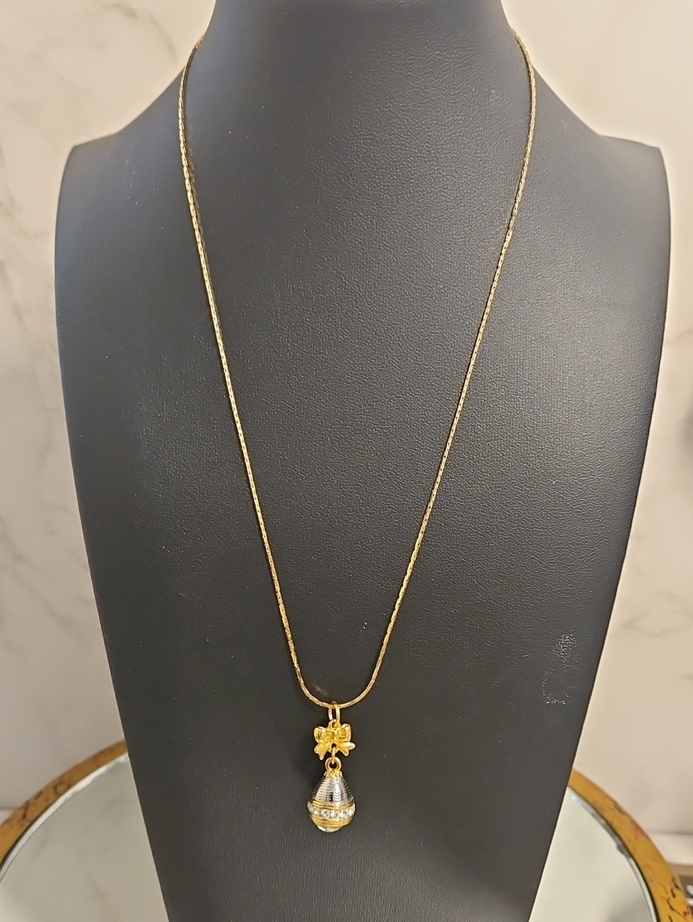Vintage Joan Rivers  Minature Egg Pendant On Goldtone Chain 18"